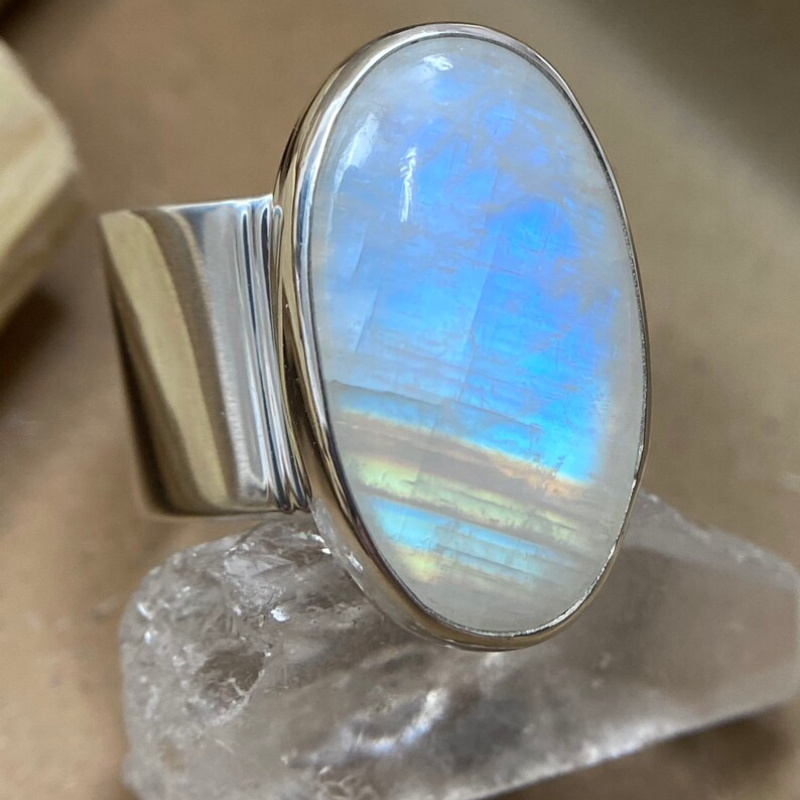 

Opal Ring For Women, Vintage Bohemian Style, Wide Band Fashion Statement, Ideal For Engagement, Wedding, Anniversary, And Birthday Gifts, Party Evening Jewelry