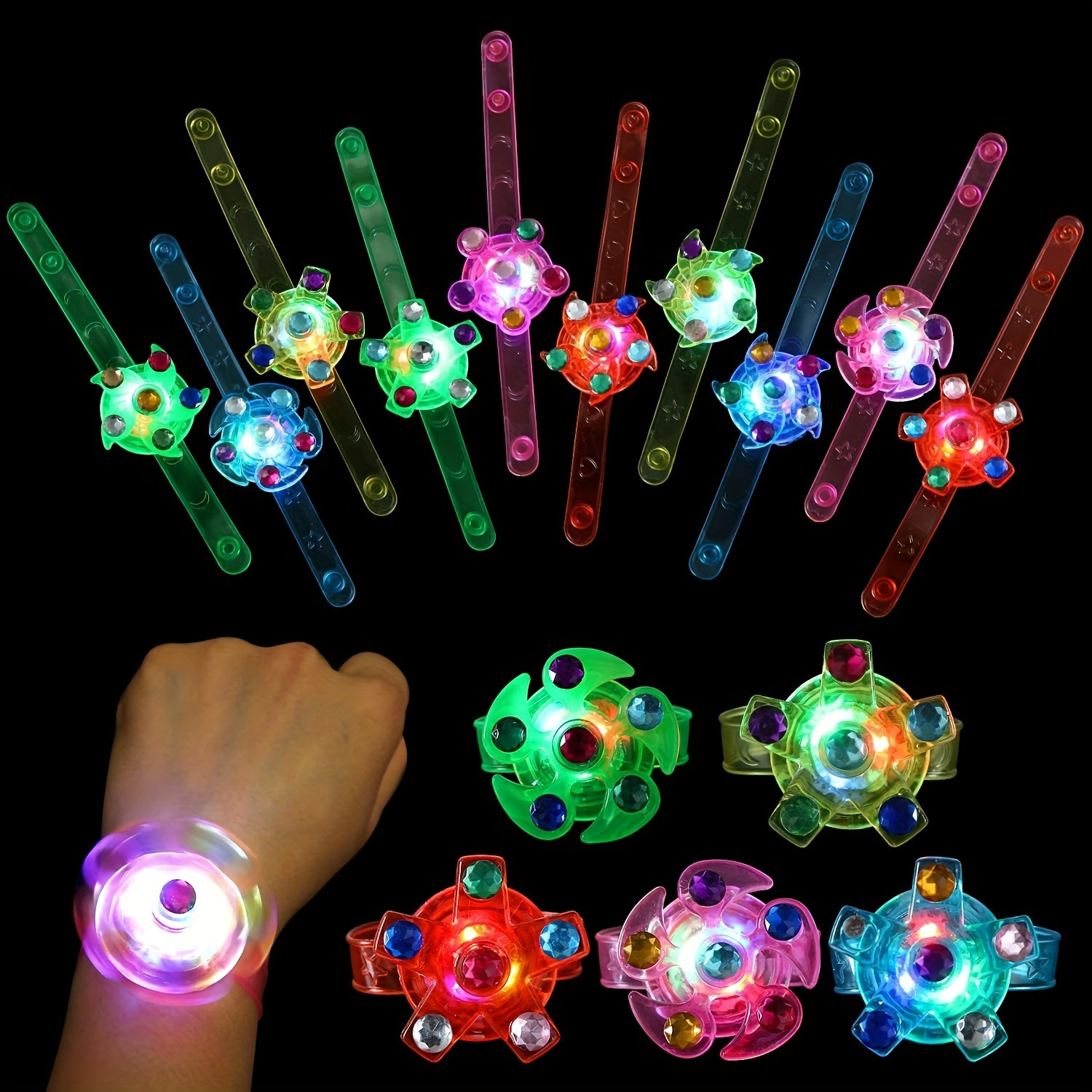6pcs led spinner bracelets party favors glow in the dark party supplies details 0