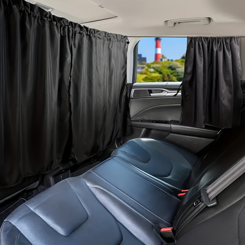 

Oxford Cloth Car Privacy Curtains 4-piece Set - Knit Weave, Unlined - Rear Seat & Side Window Dividers For Sedans & Suvs With Hook-and-loop Fasteners And Storage Bag