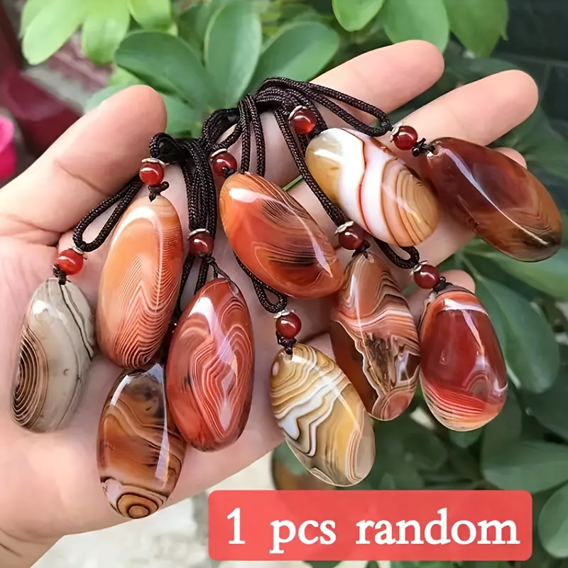 

Fashion Agate Stone Pendant Necklace For Men And Women - Natural Agate Raw Stone - No , Pendant Style - 1pc Random