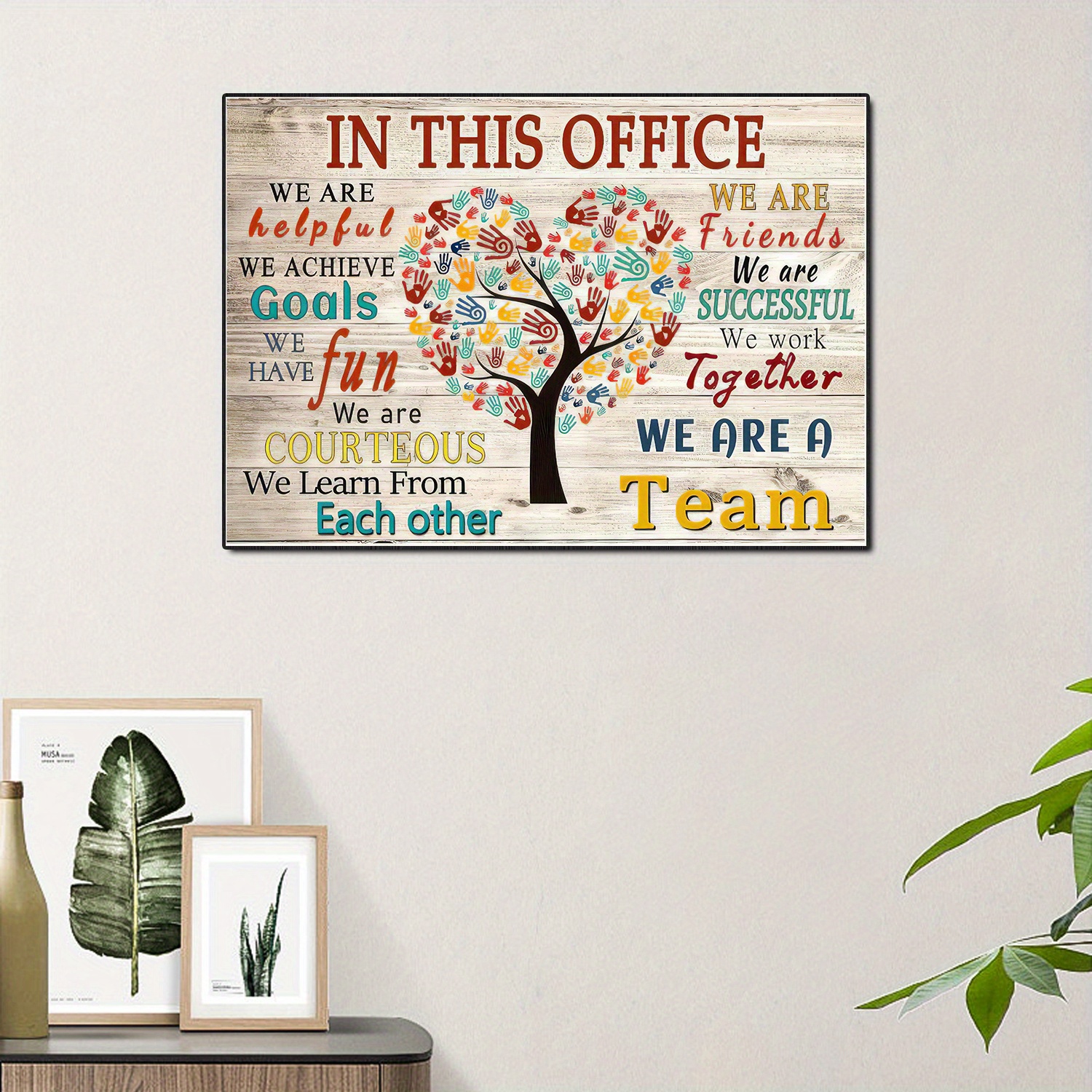 

1pc/set Office Inspirational Quote Wall Art Poster, In This Office 1 Team Work Together Canvas Painting Wall Art Posters, For Office Wall Decors, Unframed