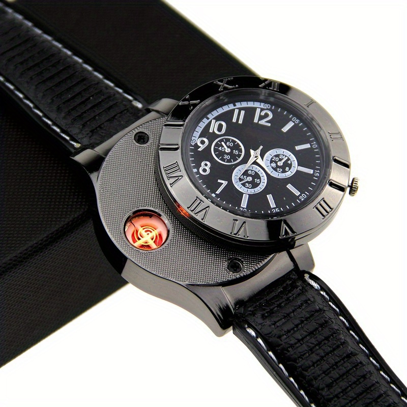 watch with cigarette lighter usb lighter watch men casual windproof flameless cigarette