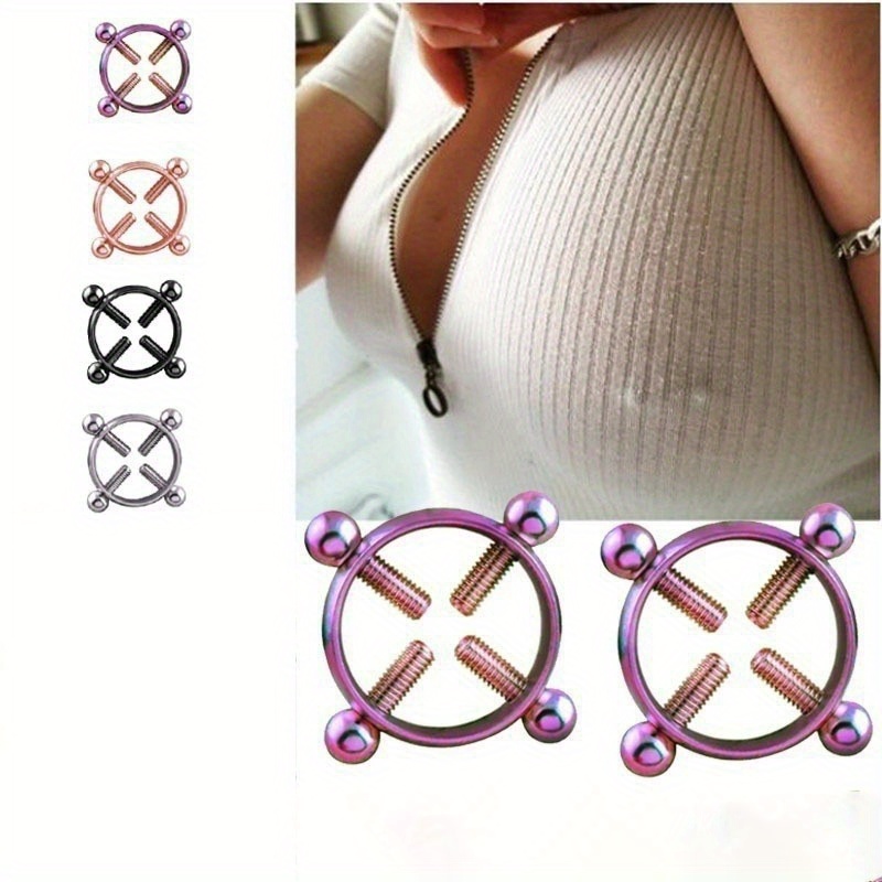

Sexy And Charming Stainless Steel Round Nipple Rings - Perfect For Everyday Wear And Parties - No Piercing Required