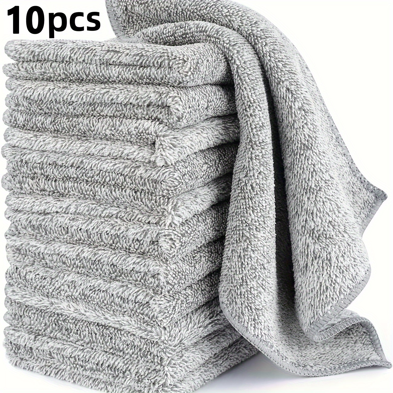 

10-pack Modern Space-themed Bamboo Charcoal Dish Towels - Fade Resistant, Woven Polyester, Hand Wash Only, Absorbent & Fast Drying Kitchen Cleaning Cloths