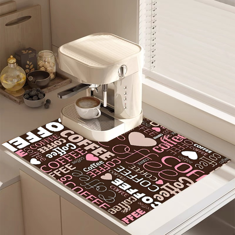 

1pc Coffee-themed Kitchen Drying Mat - Absorbent & Quick-dry, Heat-resistant For Coffee Machines, Ideal For Countertops & Coasters