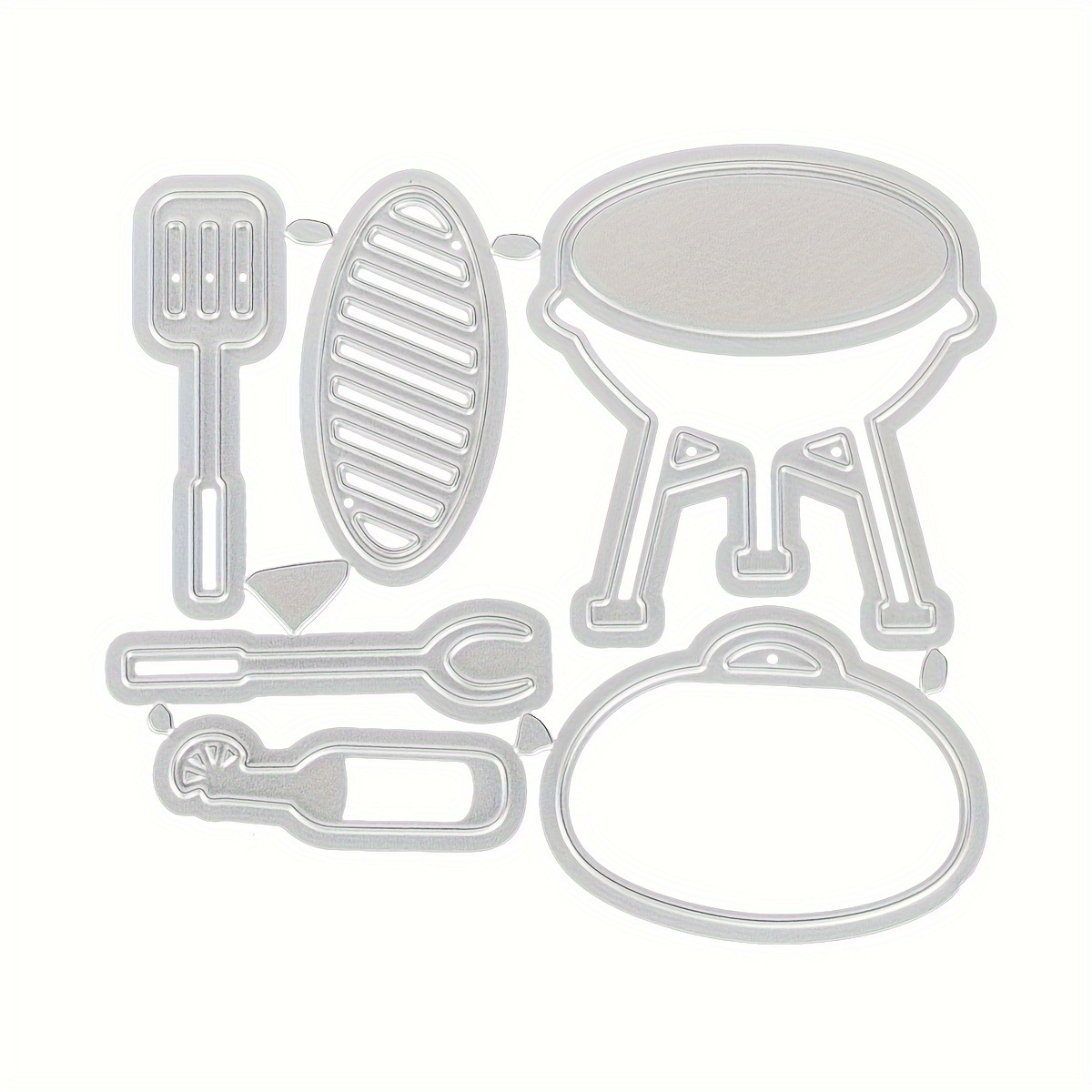 TEMU 1pc Bbq Cutlery Shovel Clip Beverage Cutting Dies Scrapbooking Blade Background Stencil Card Metal Cutting Dies