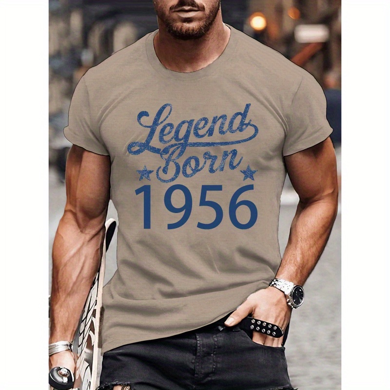 

Legend Born In 1956 Years Print Tee Shirt, Tees For Men, Casual Short Sleeve T-shirt For Summer