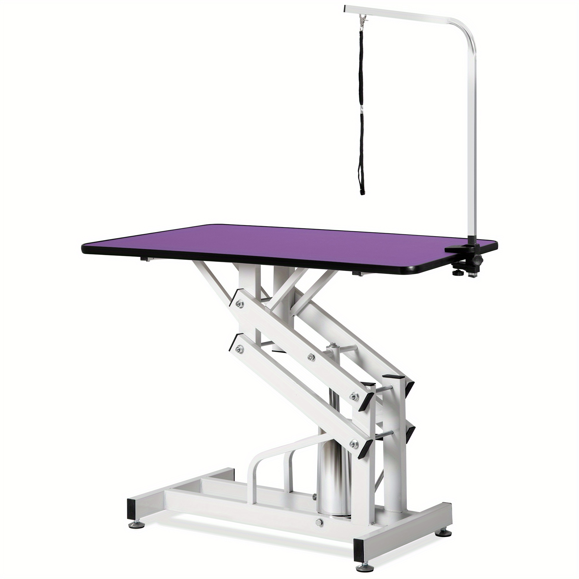 

Professional Hydraulic Pet Grooming Table, 42.5"x23.5" With Adjustable Height, Purple Tabletop, Arm And Noose Included, For Home And Salon Use