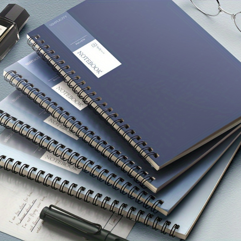 

4-pack A5 Spiral Notebooks In Gradient Blue - Uncoated College Ruled Paper, Ideal For Students And Office Use