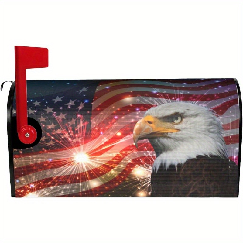 

Patriotic American Flag & Eagle Mailbox Cover - 21x18 Inch, Magnetic, Waterproof For , 4th Of , Decor