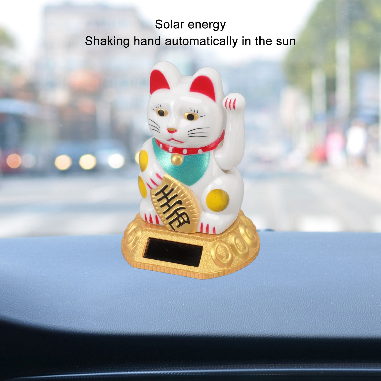 

Desktop Decoration Ornaments Lucky Cat Solar Waving Car Ornaments Gift