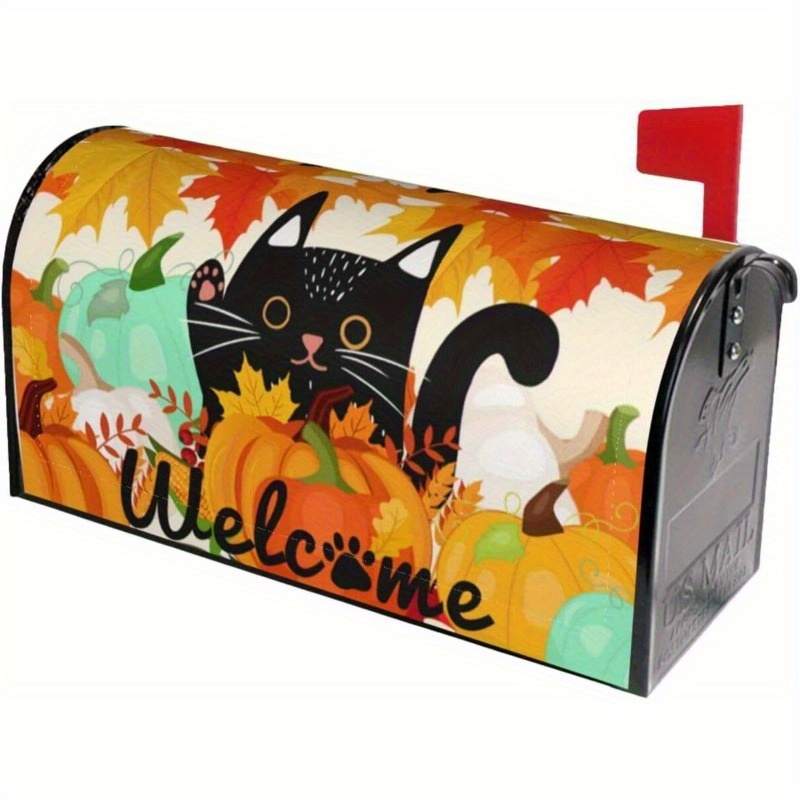 

Cute Cat Magnetic Mailbox Cover - Standard Size 21x18 Inch, Decorative Outdoor Wrap For Garden & Home