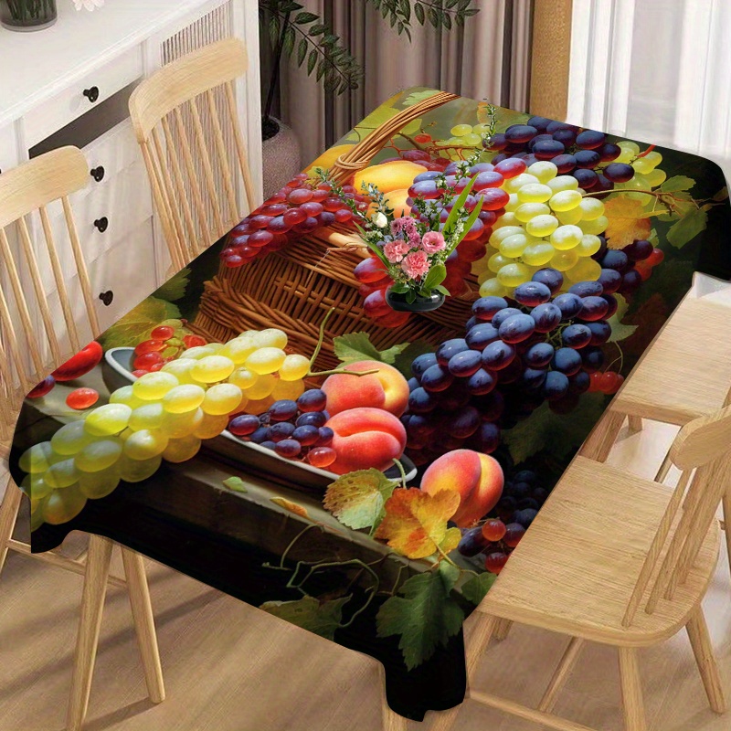 

Colorful Fruit-themed Polyester Tablecloth - Waterproof & Stain Resistant, Perfect For Kitchen & Dining Room Decor, Available In Multiple Sizes