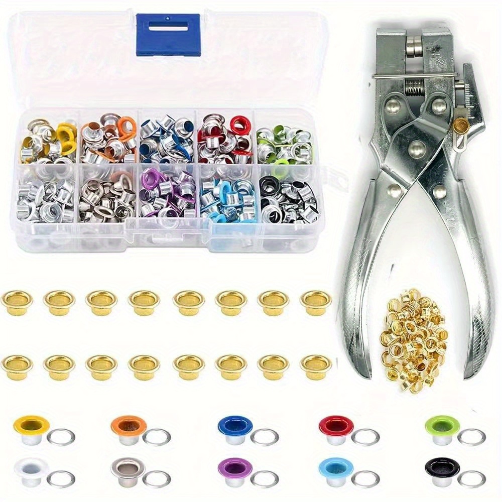 

400pcs Kit - - Metal Grommets, 10 , 3/16" Size, Storage Box, Iron , For , , Clothes & Diy , Includes Plastic , For &