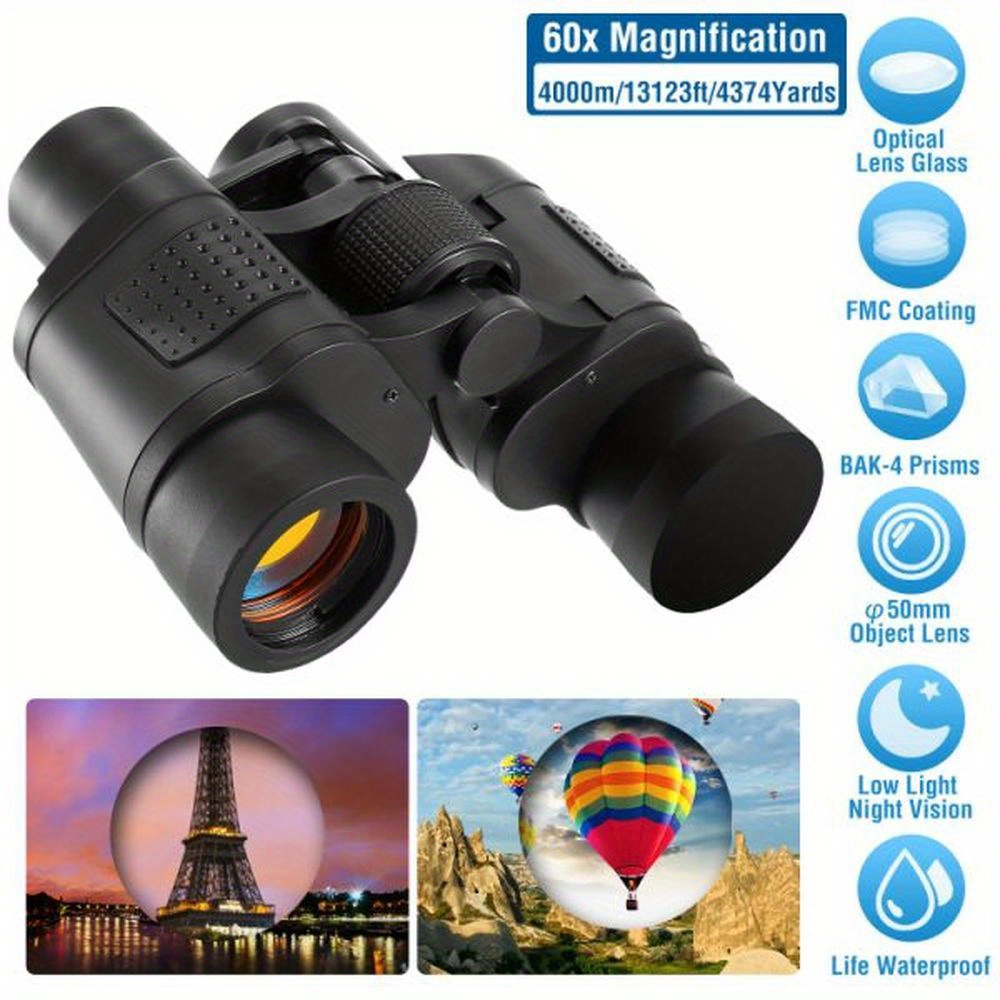 

Portable Hd Binoculars With Fmc Lens Low Light Night Vision Telescope For Bird Watching Hunting Sports Events