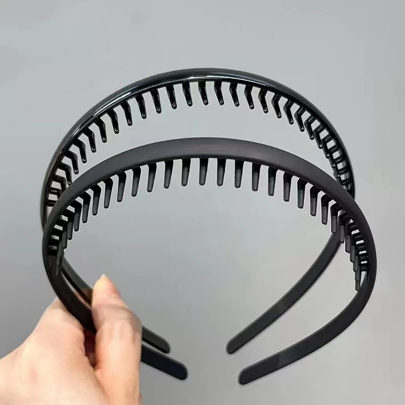 

Chic Black Non-slip Hairband For Women - , Teeth Grip Design For Face Washing & Styling