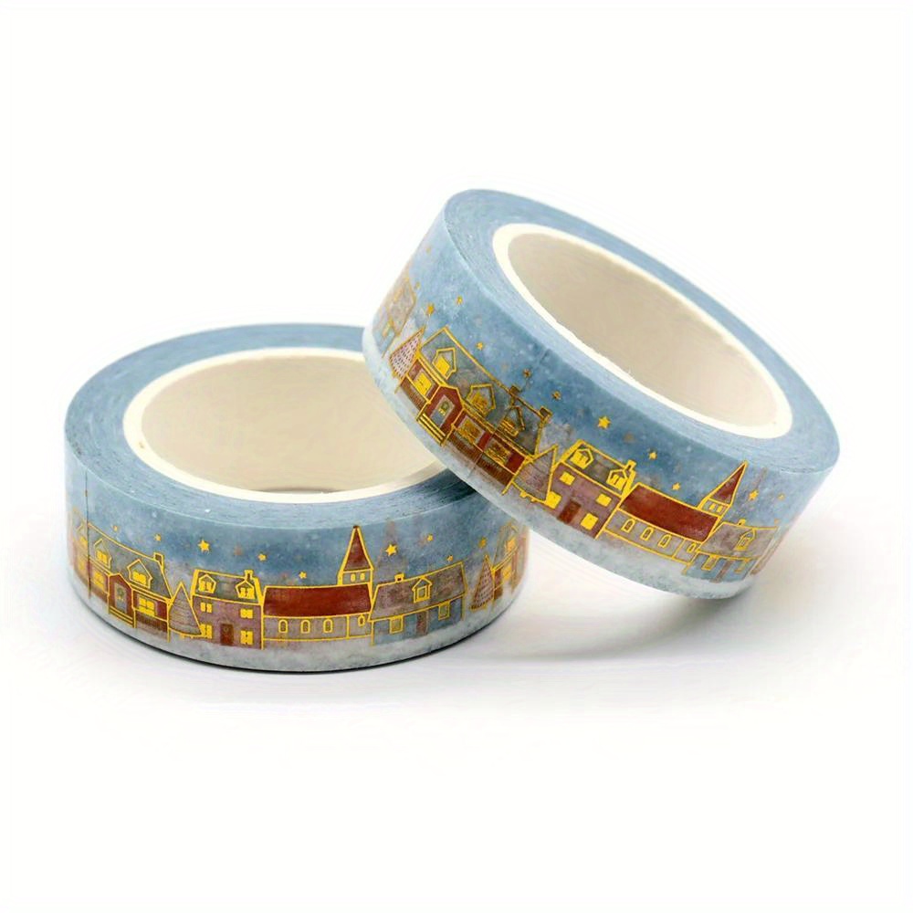 TEMU Christmas House And Washi Tape - 15mm X 10m - Non-waterproof - Paper Material - Office Supplies, School Supplies, Art Supplies, Crafts
