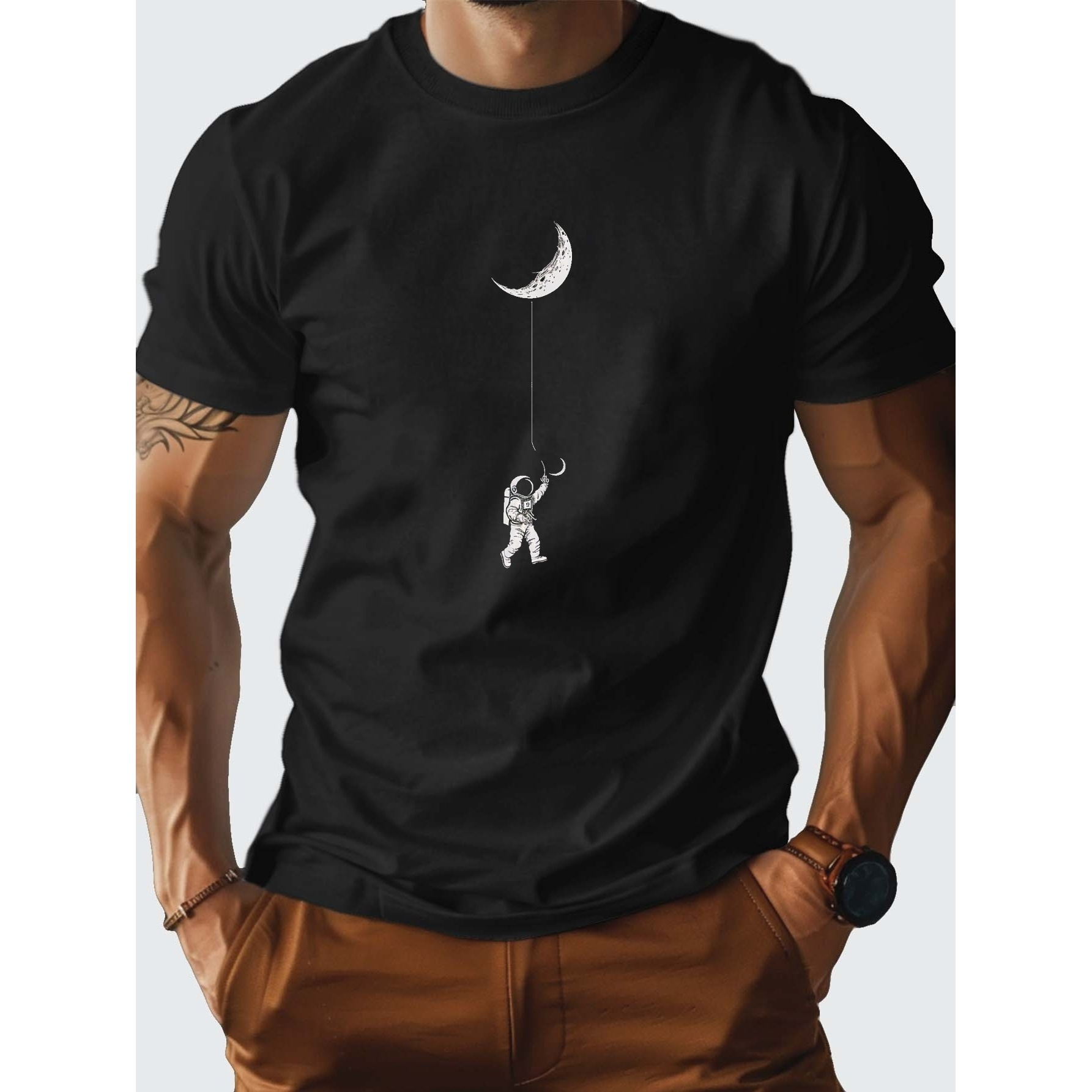 

Astronaut Kite Moon Design G500 Pure Cotton Men's T-shirt Comfort Fit