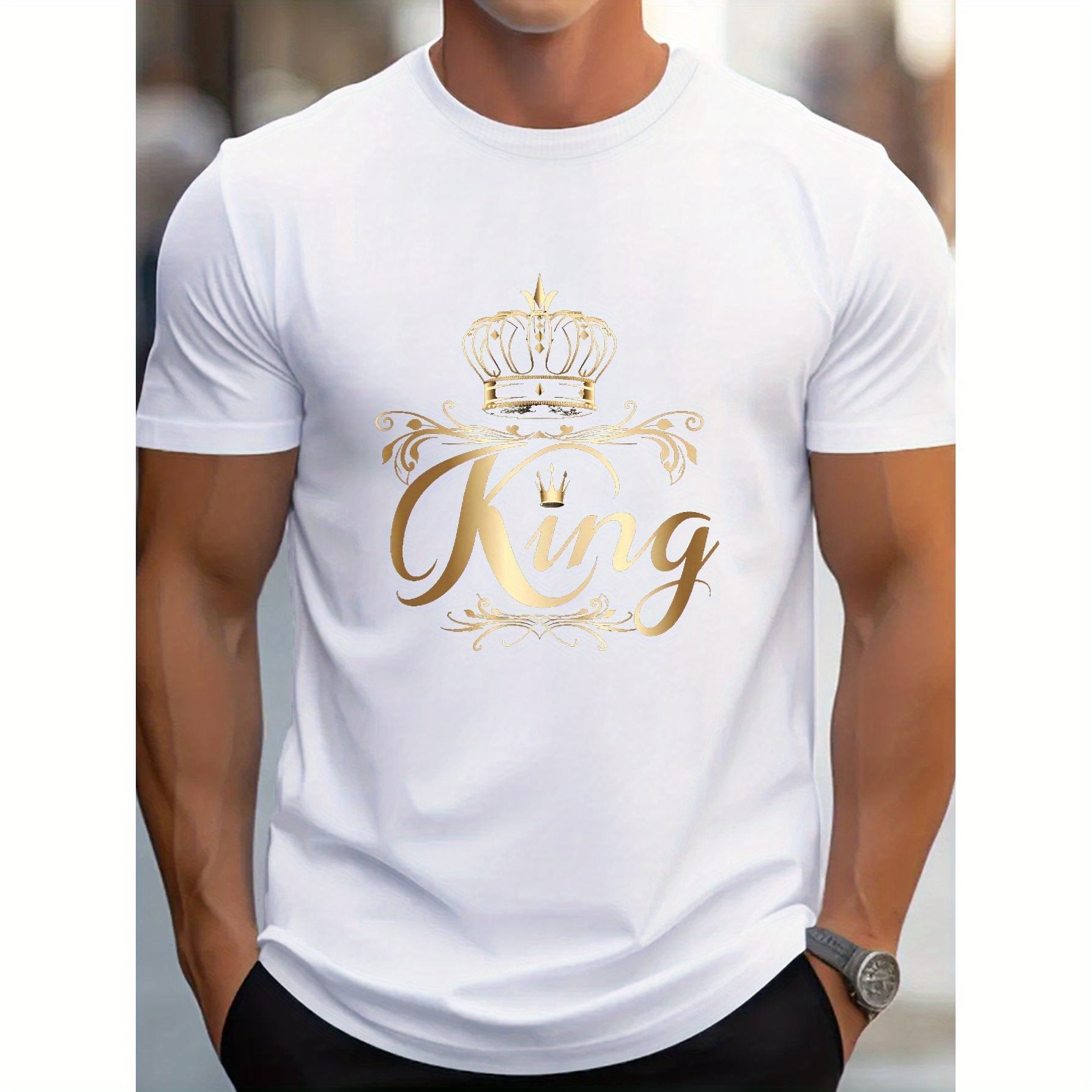 

Royal Gold King Crown Mens T-shirt - Premium G500 Pure Cotton, Luxuriously Soft, Ergonomic Comfort Fit - Exclusive Design