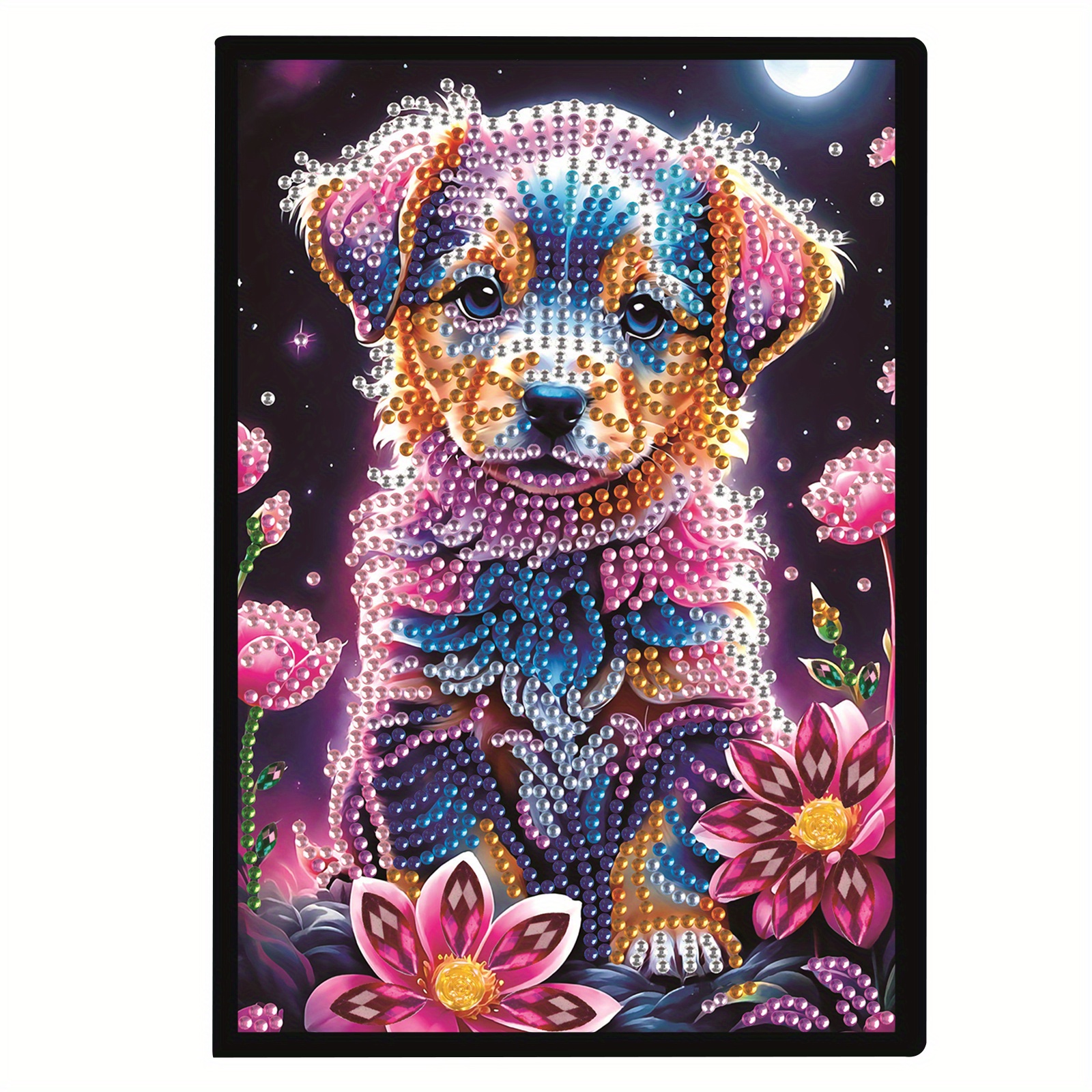 

A5 Diamond Painting Notebook Kit - 5d Diy Special Shaped Diamond Art Sketchbook With Little Puppy Design, Animal Themed Crafting Journal With Irregular Diamonds And Full Toolkit