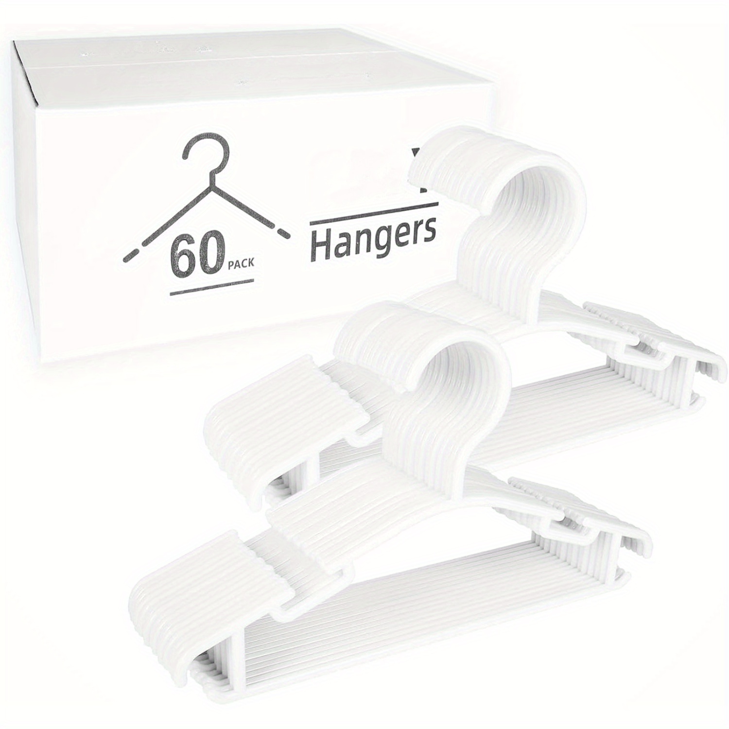

60 Pcs Plastic Hangers, Small Hangers White, Light Weight, Hold Clothes And Organize Closets