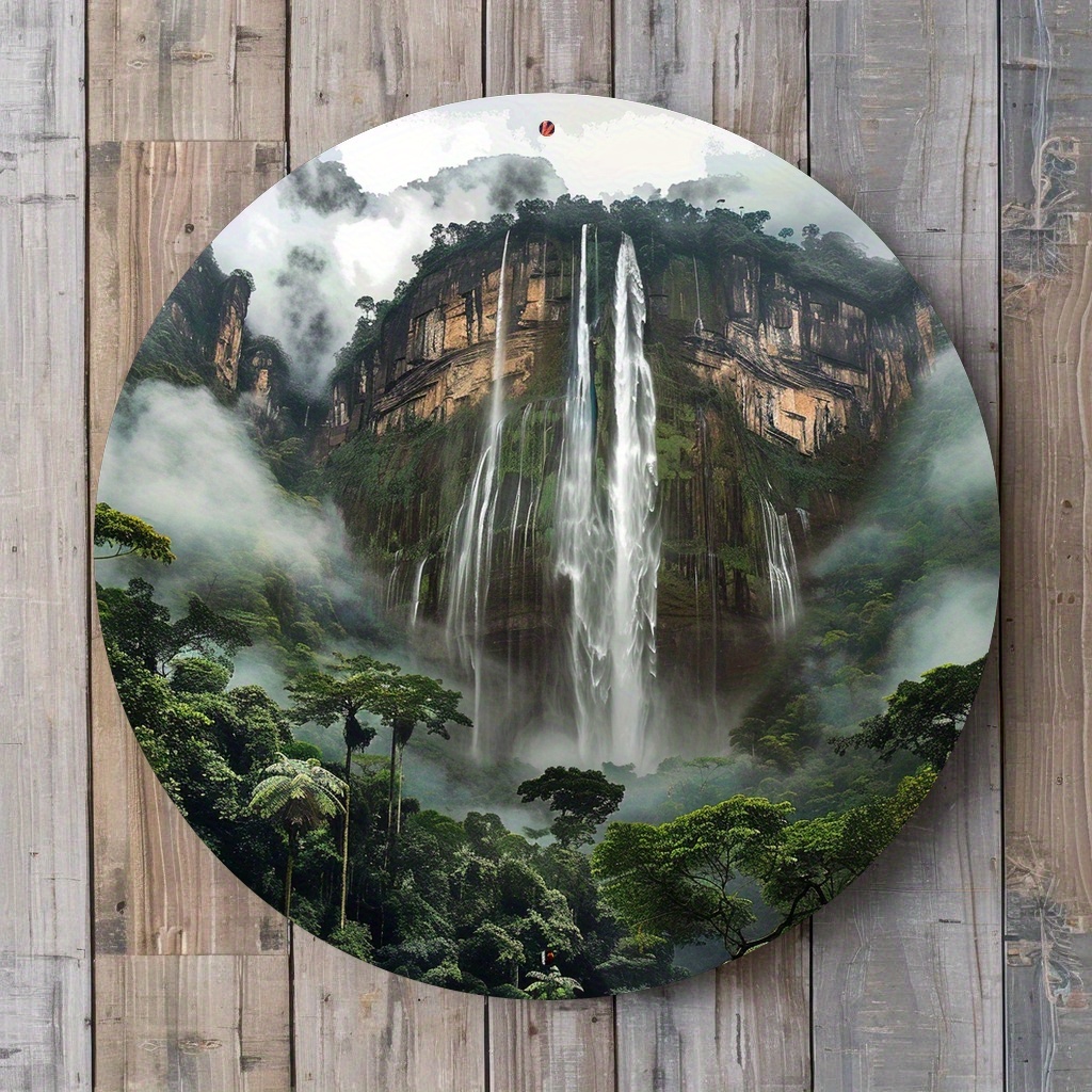

Falls, Venezuela - World's Tallest Uninterrupted Waterfall | Elegant Round Aluminum Wall Art For Home & Office Decor | Perfect For Parties & Celebrations