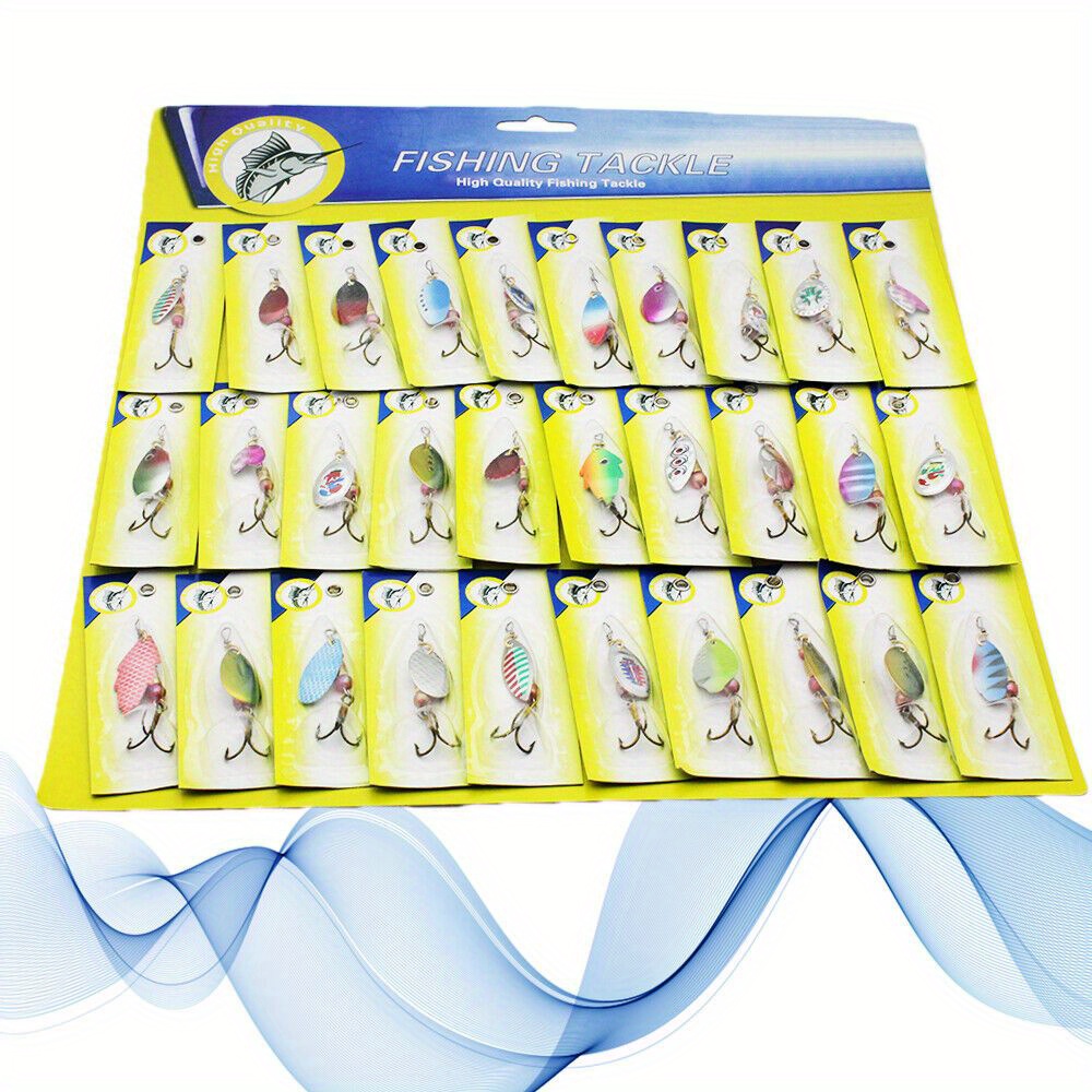 TEMU 30pcs Metal Spinnerbait For Trout, Pike, Salmon And Bass With Sturdy Metal Hooks For Freshwater And Saltwater Outdoor Fishing Tackle Colored