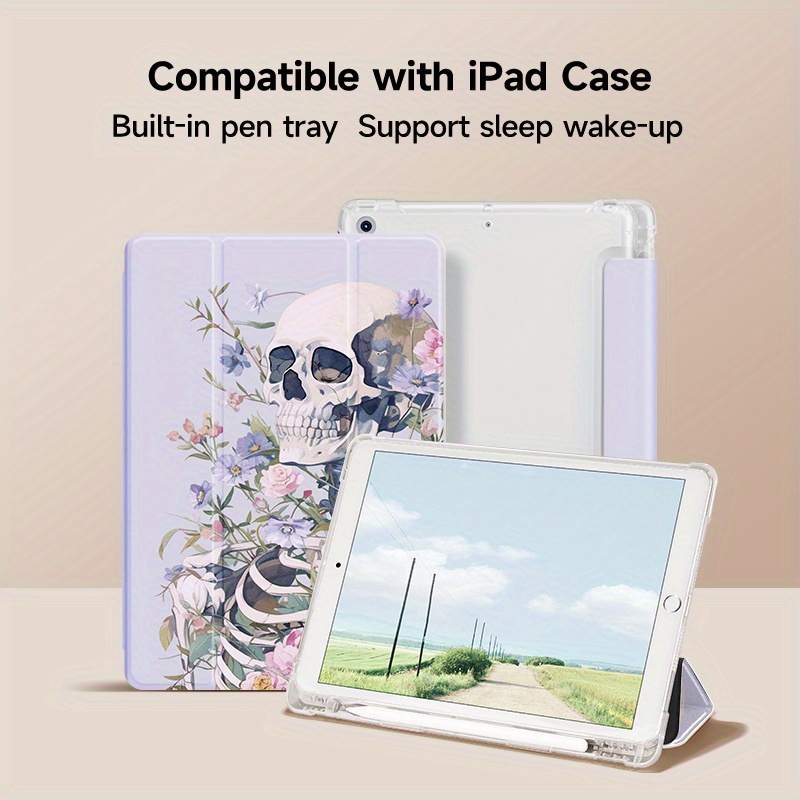 

[jit] A Protective Cover With Flower And Pattern, Suitable For Ipad 9.7/10.2/10.5/10.9/pro 11/12.9/10th Generation/mini 4/5/6, With A Pen Slot, Supports Sleep/wake .