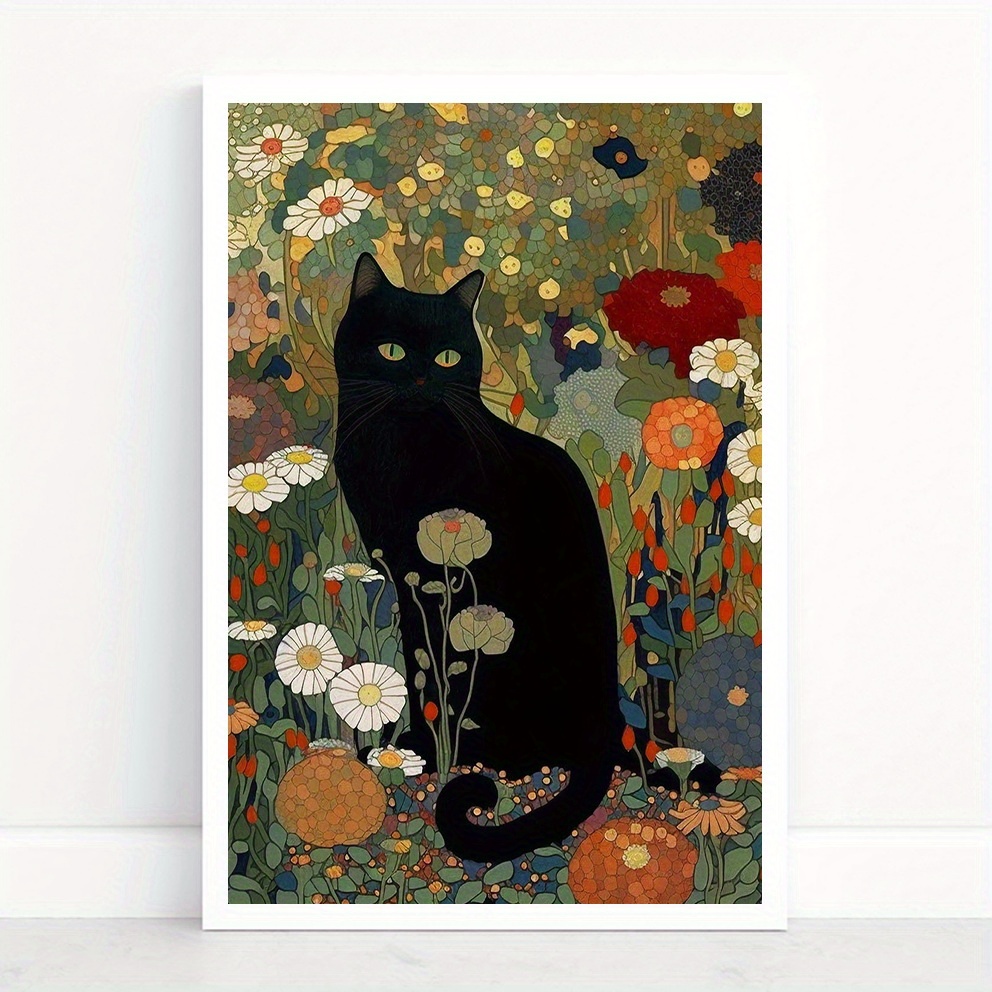 キャンバス油絵　専用   黒猫ガーデン 3　クリムト風フラワーガーデン キャンバス油絵 専用 黒猫ガーデン 3 クリムト風フラワーガーデン