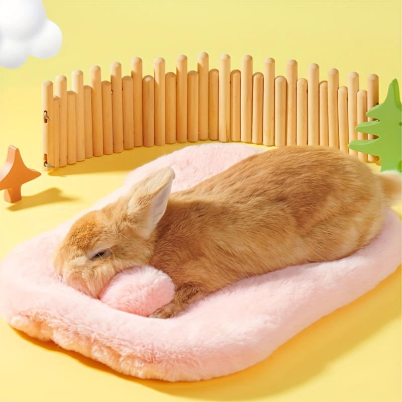 

Soft Plush Rabbit Bed - Thickened Cotton Sleep Mat For Small Animals, Washable Pet Bedding For Rabbits, Guinea Pigs, Hamsters