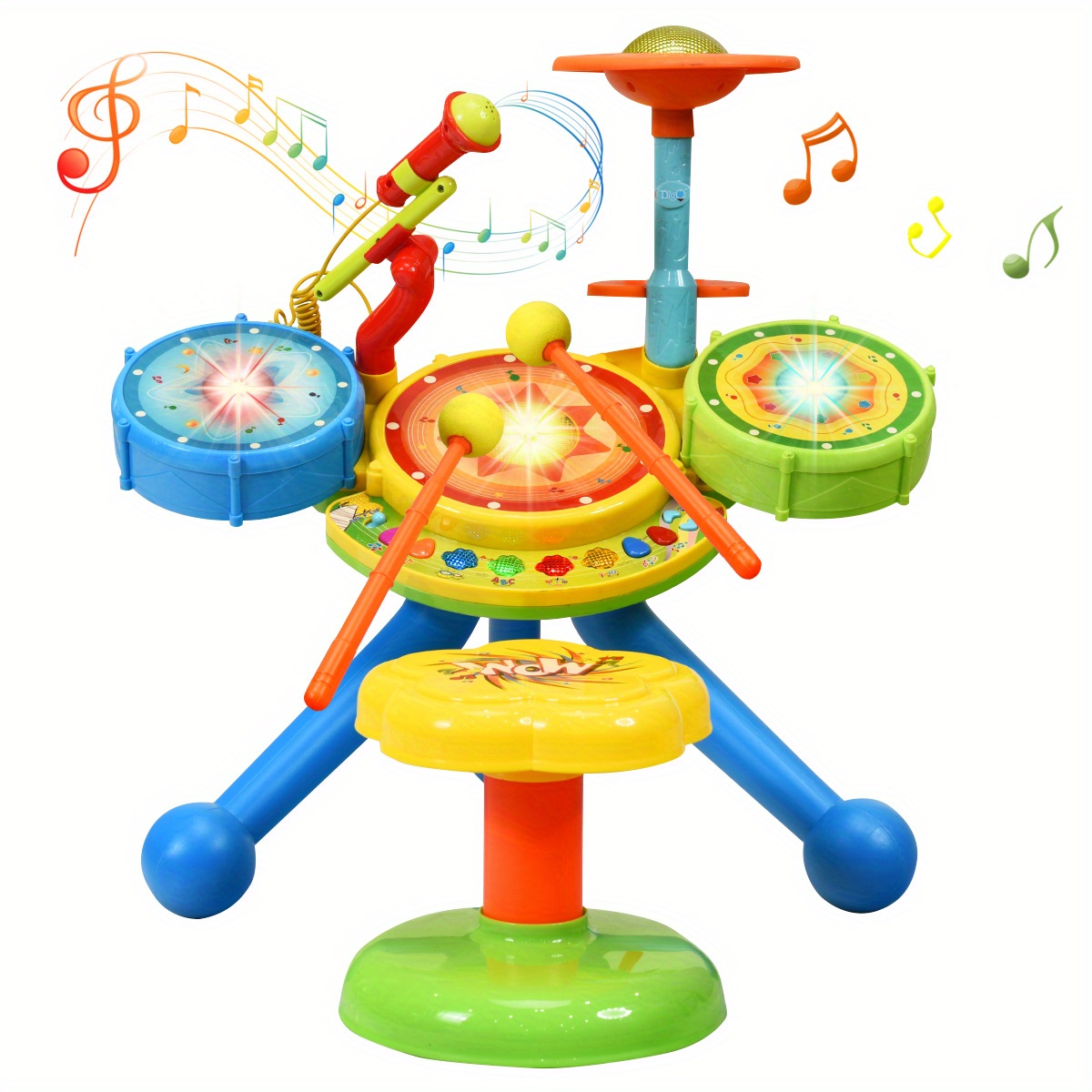 

Lifezeal Kids Electric Jazz Drum Set Musical Instrument W/ Stool Mic & Led Light