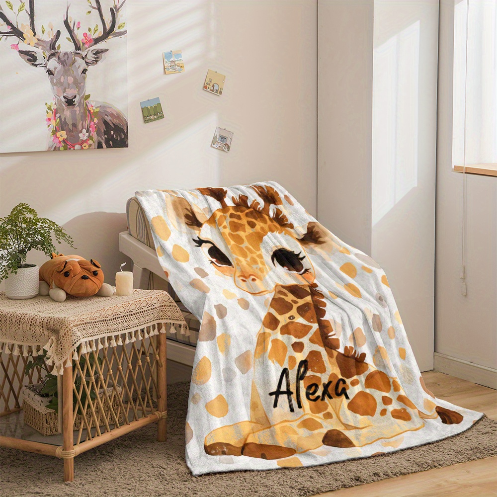 TEMU 1pc Customize Name Personalized Cute , Custom Name Design Cozy For Sofa, Bed, Travel, Camping - High-definition Digital Printing, Versatile Use,