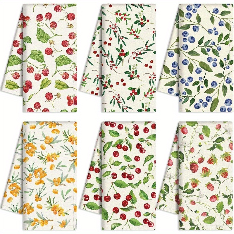 

6pcs Polyester Kitchen Towels - Design, Quick-dry Dish Cloths & Hand Towels For Home Decor, 18x26 Inches