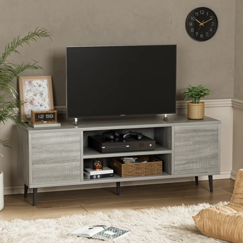 

Tv Stand For 65 Inch Tv, Modern Entertainment Center With Storage Cabinet And Open Shelves, Table Media Cabinet For Living Room, Bedroom And Office