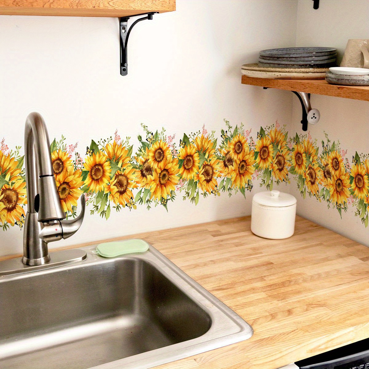 

2 Pcs New Creative Sunflower Reusable Wall Decals - Perfect Gift For Home Decor: Suitable For Wood, Plastic, Glass, Metal, Ceramic Surfaces