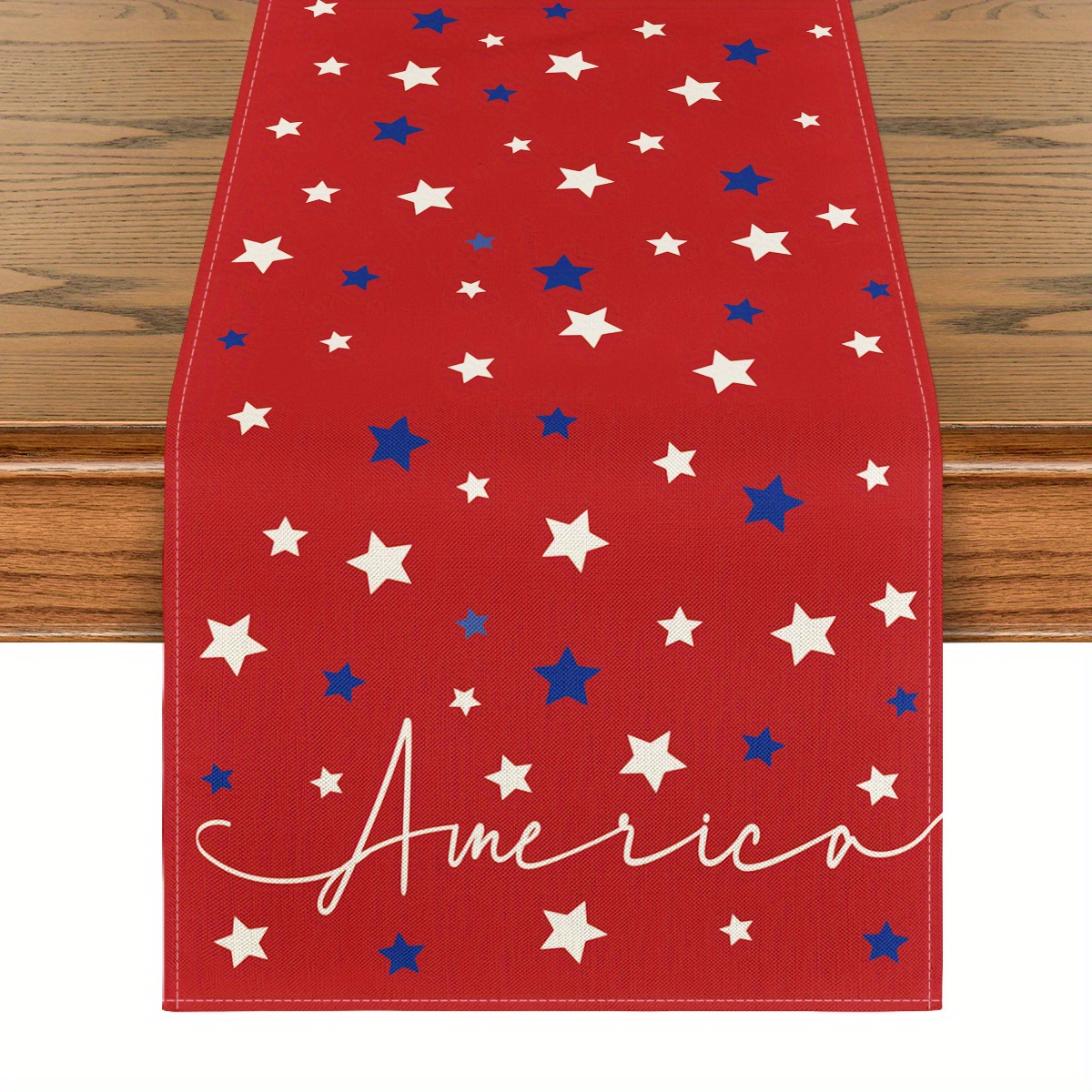 

Sm:)e 1pc 4th Of July America Patriotic Memorial Day Table Runner, Independence Day Holiday Kitchen Dining Table Decor For Indoor Outdoor Home Party 13x72 Inch