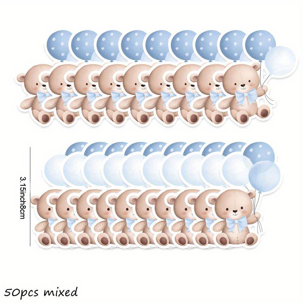 Image of Gift For Her/him 50pcs Cartoon Balloon For Bear Stickers Paper Hanging Labels For Bear Themed Birthday Party Decor Gifts Packaging Supplies