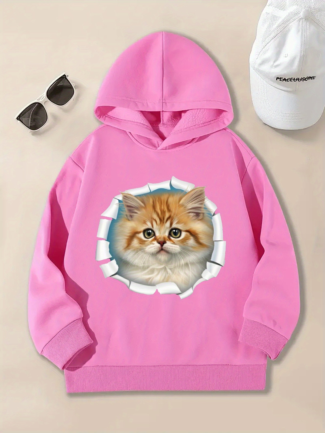 mädchen süße ingwer katze tabby katze kapuzenpullover roter - Temu Austria, image size:800x1066
