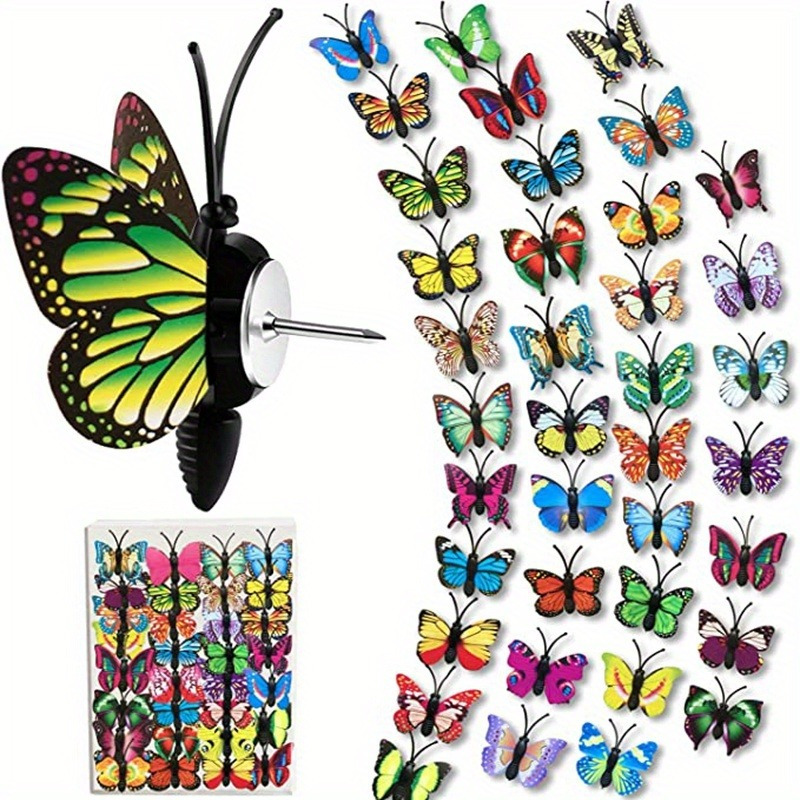 

10pcs Vibrant 3d Pushpins - Colorful & Pvc Decorative Thumb Tacks With Realistic Wings For Photos, Cork Boards & Wall Charts - Safe, Office & Home Decor, Bulletin Board Accessories|| Pvc Material