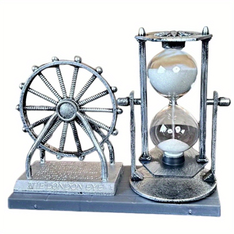 

Vintage Wheel Statue Hourglass Sand Clock Retro Desk Timer Decor For Living Room Bedroom Decor