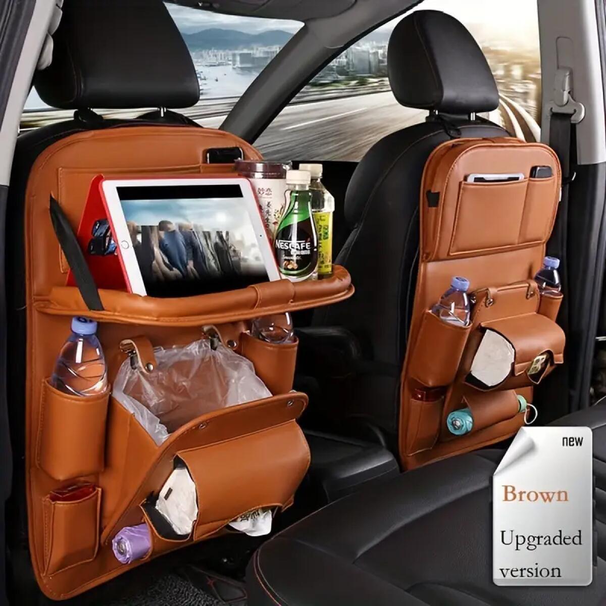 

Car Back Seat Storage Bag With Foldable Table Holder, Car Seat Back Storage Bag Hanging Storage Bag For In-car Accessories, Store Groceries And Save Space