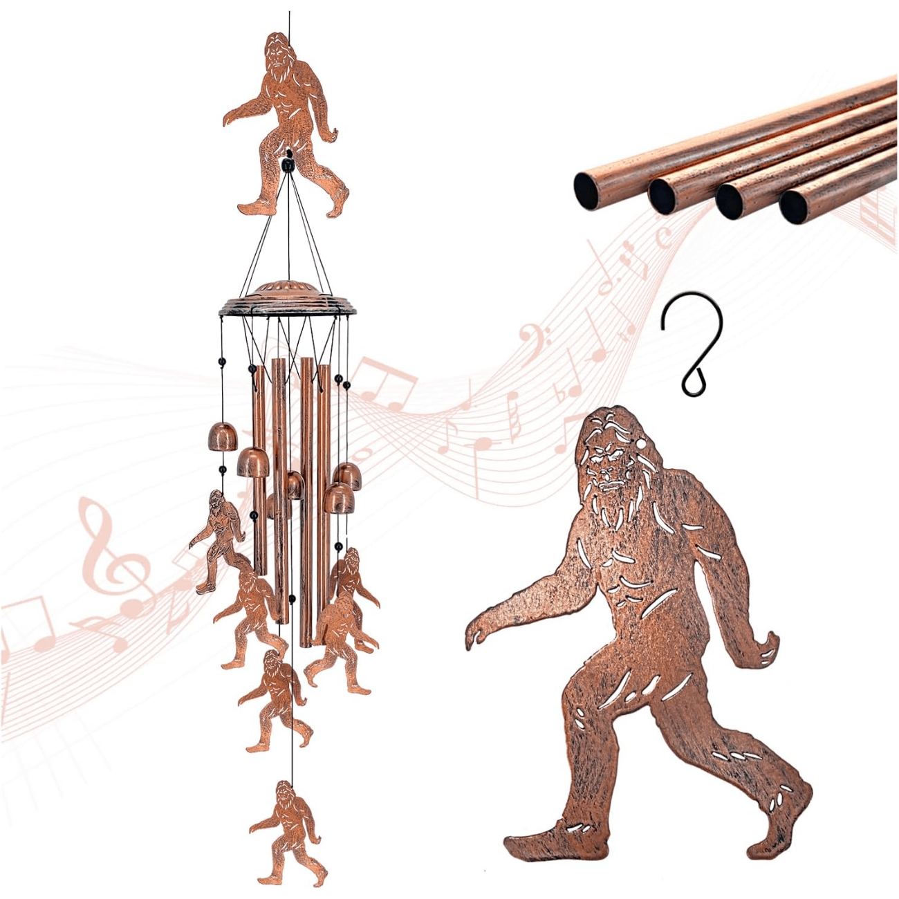 

Bigfoot Wind Chimes Outdoor Big Foot Sasquatch Gifts For Men/women/dad/ Birthday Gift Memorial Gift Metal Windchimes For Outside/indoors, Home, Lawn, Porch, Patio, Garden Decor, Yard Decoration