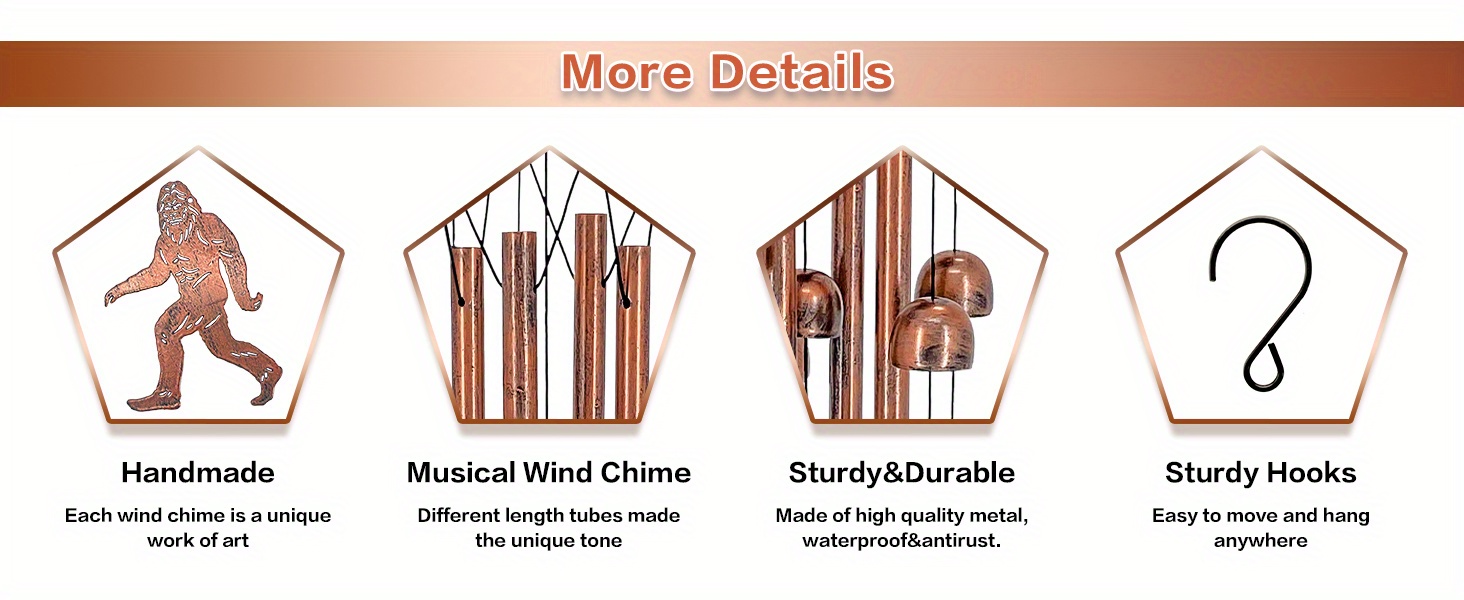 大脚风铃户外铜大脚风铃户外 - 神秘的雪人花园装饰，手工金属风铃，适合露台，独特的礼物，适合神秘生物爱好者和万圣节 商品详情 1