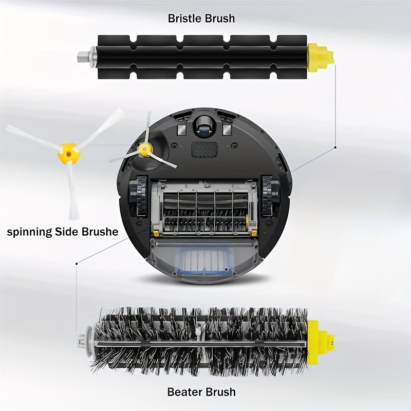 6 pack replacement brush kit for irobot roomba 600   with bristle brush flexible beater brush side brushes cleaning tools   plastic vacuum floor attachment set details 0