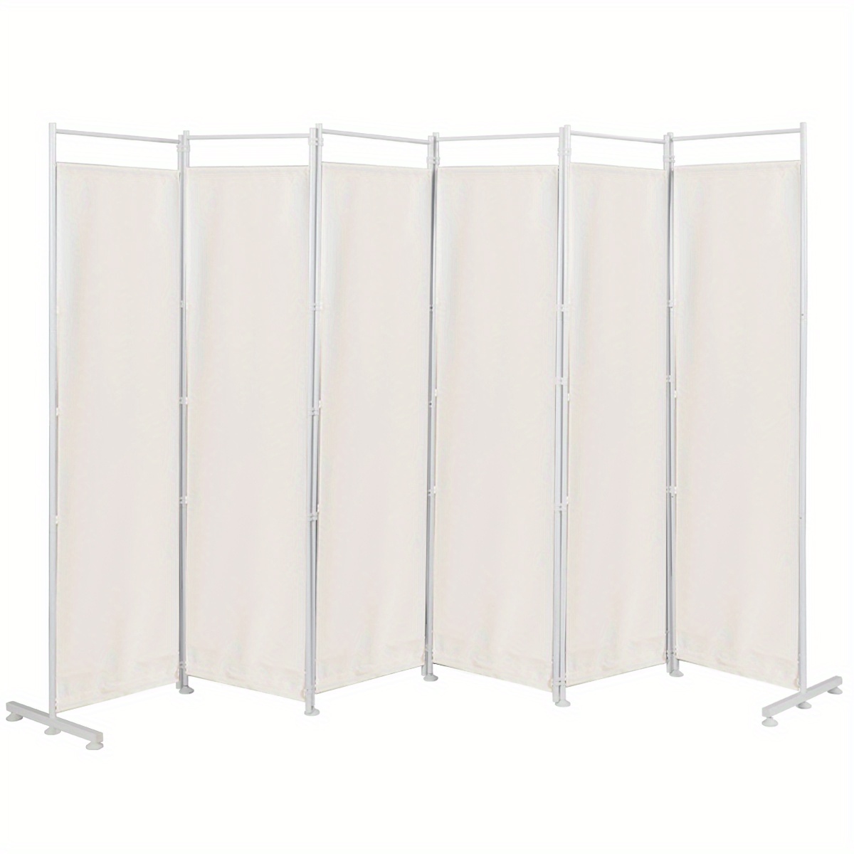 

Homasis 6-panel Room Divider Folding Privacy Screen W/ Decoration White