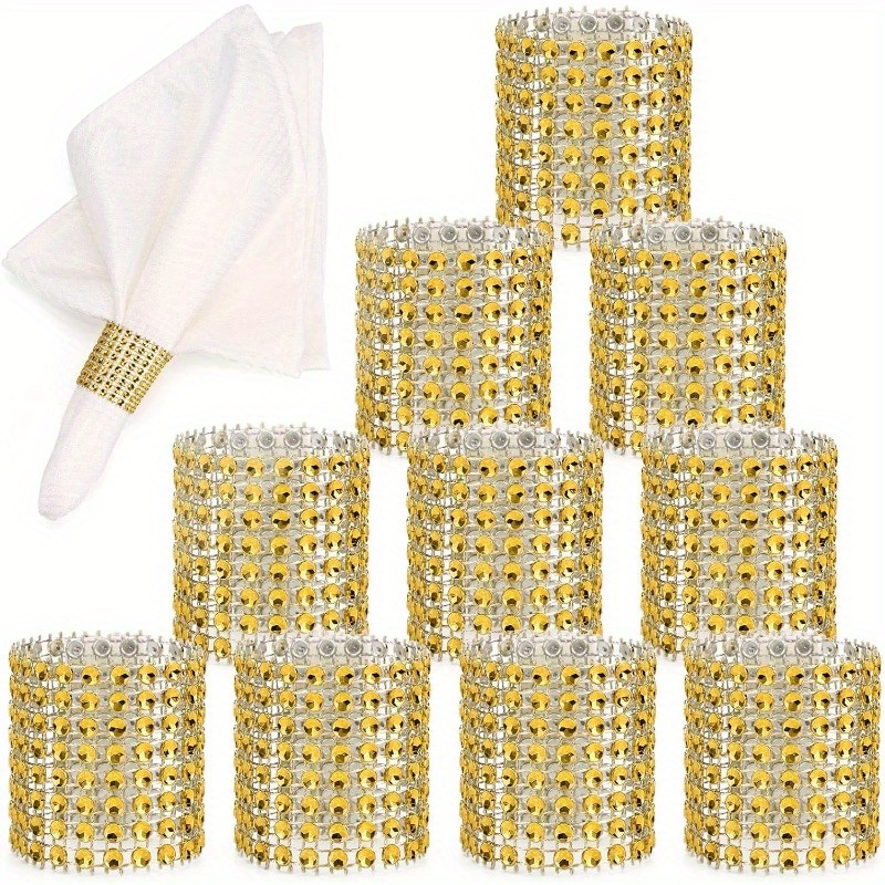 

100pcs/ 5.2in Hotel Sets - 8 Of Mesh Drill Napkins, Buckles, Napkins, And Celebratory Wedding Supplies - Plastic Material