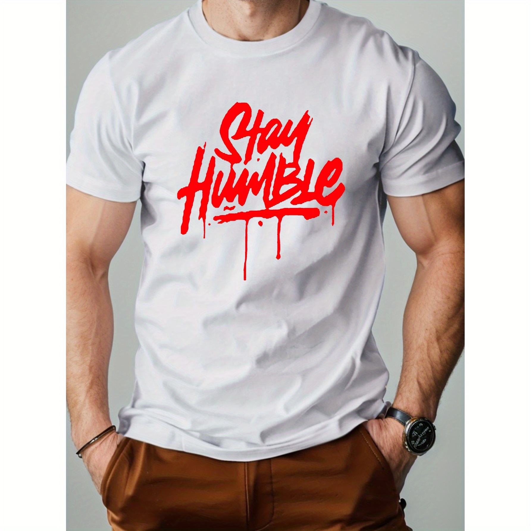 

Fashion Letters Stay Humble Pure Cotton Men's Tshirt Comfort Fit
