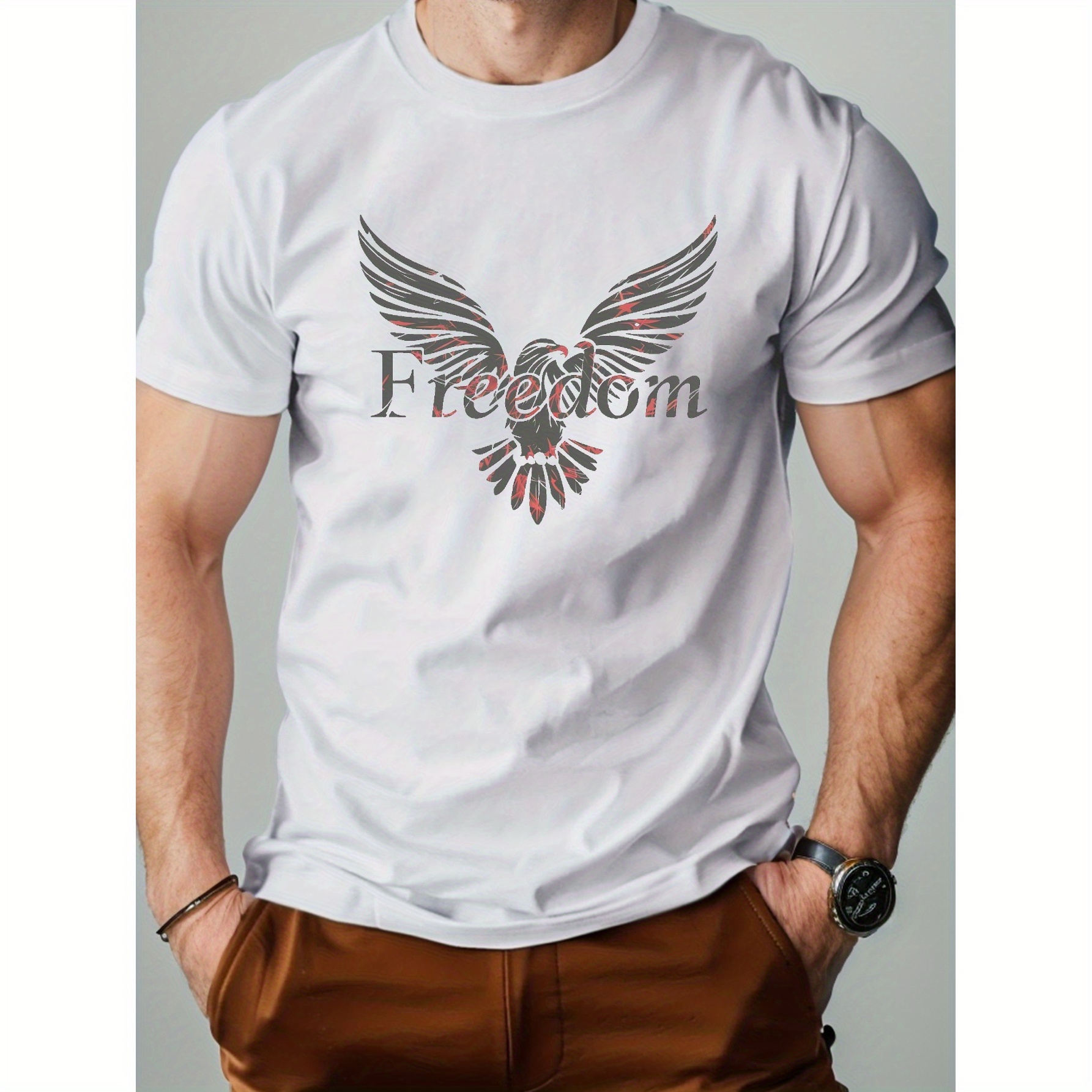 

Minimalist Freedom Eagle Motif Pure Cotton Men's Tshirt Comfort Fit