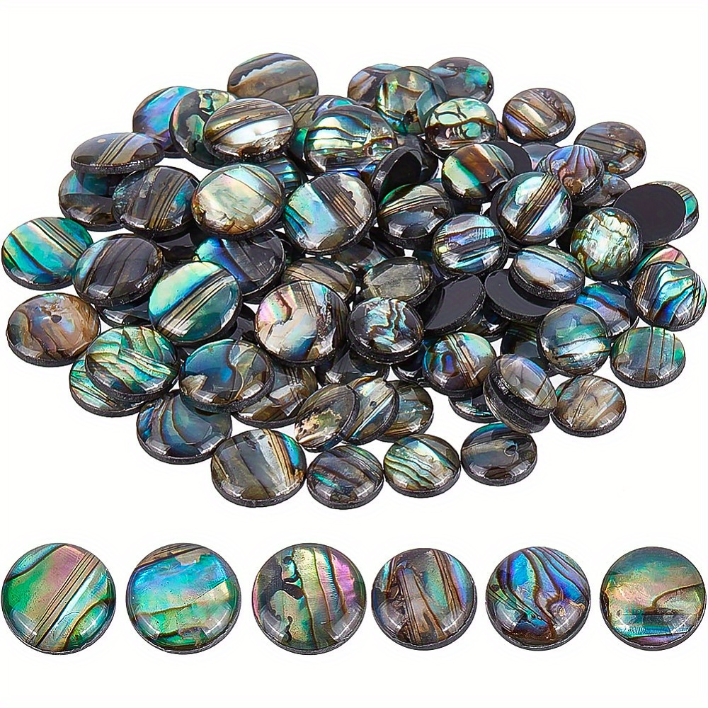 

90pcs Natural Abalone Shell Coin 8mm 10mm Flat Round Paua Shell Cabochons Beads With Storage Containers For Photo Frames Decoration