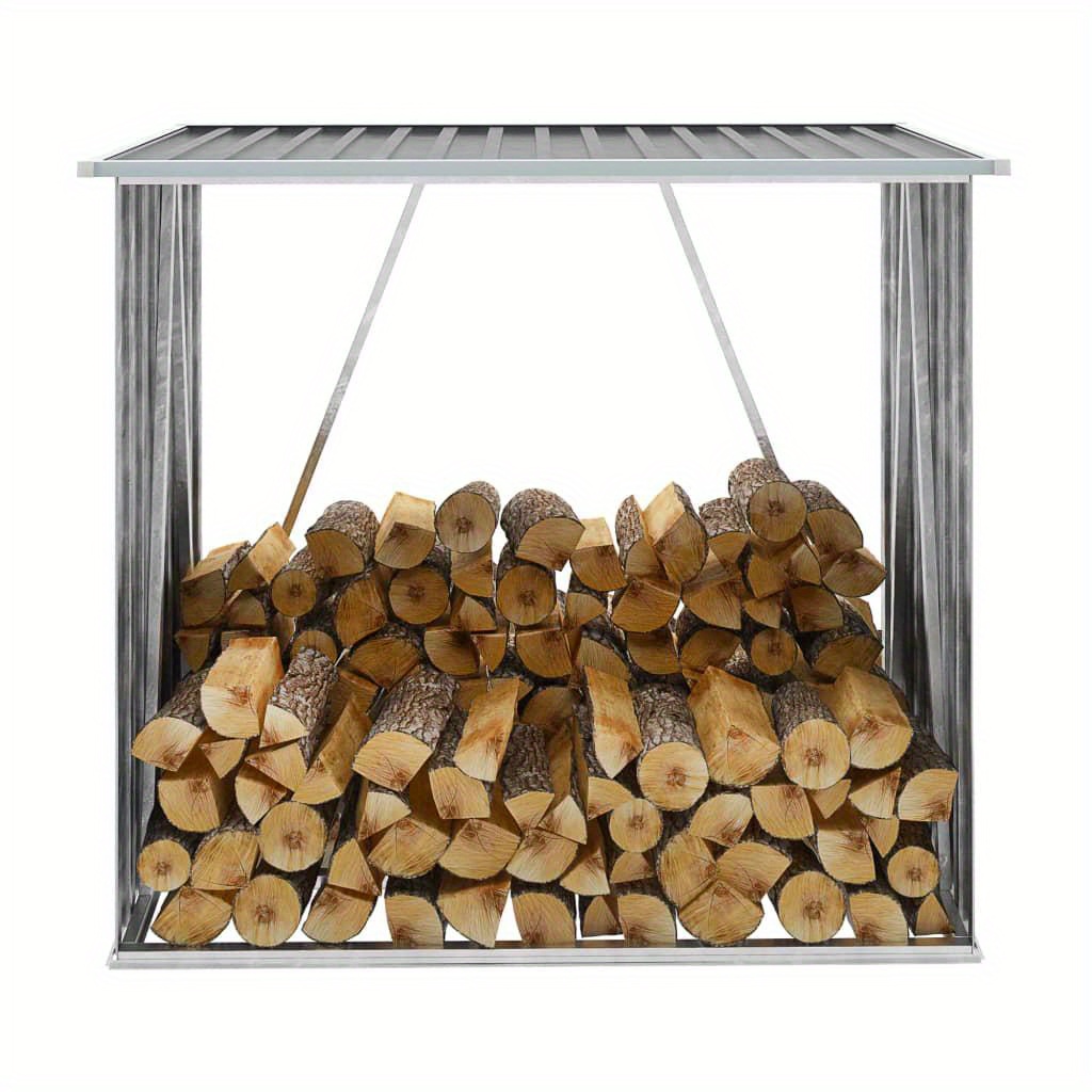 Outdoor Firewood Log Storage Shed - Durable Galvanized Steel Raised Floor